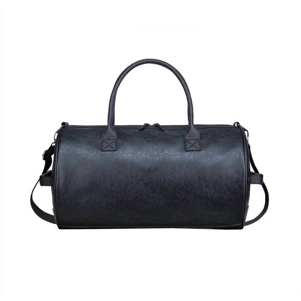 NEW PX wesley pu leather duffle bag in black